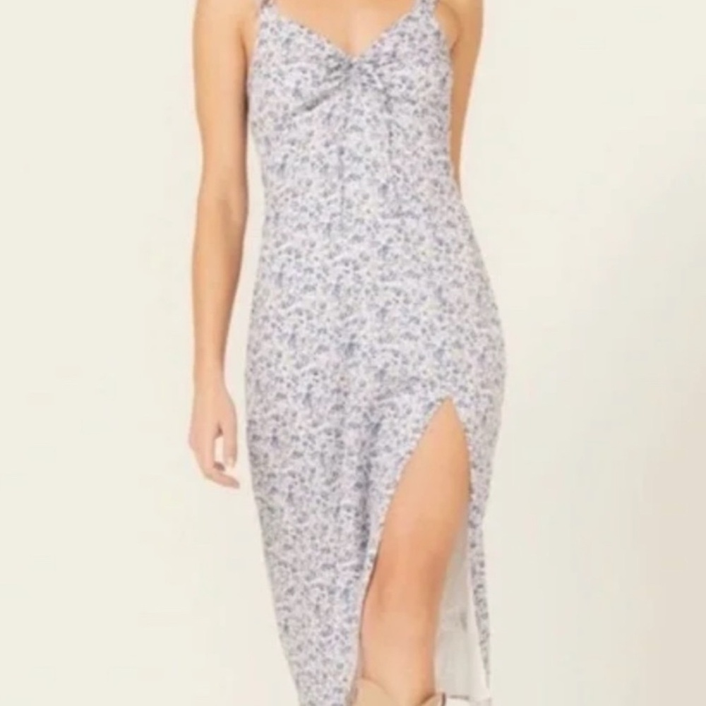 Abercrombie & Fitch Cinch Front Midi Dress with slit